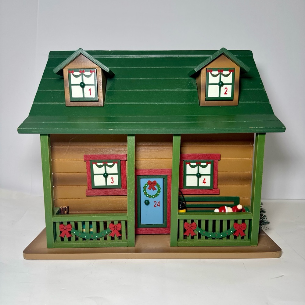 Wooden Christmas Advent Calendar House Countdown Holiday Decor 25 Day